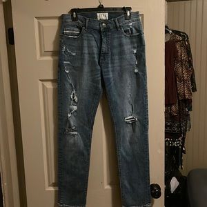Mens Sun & Stone Distressed Blue Denim Jeans. Size 30
